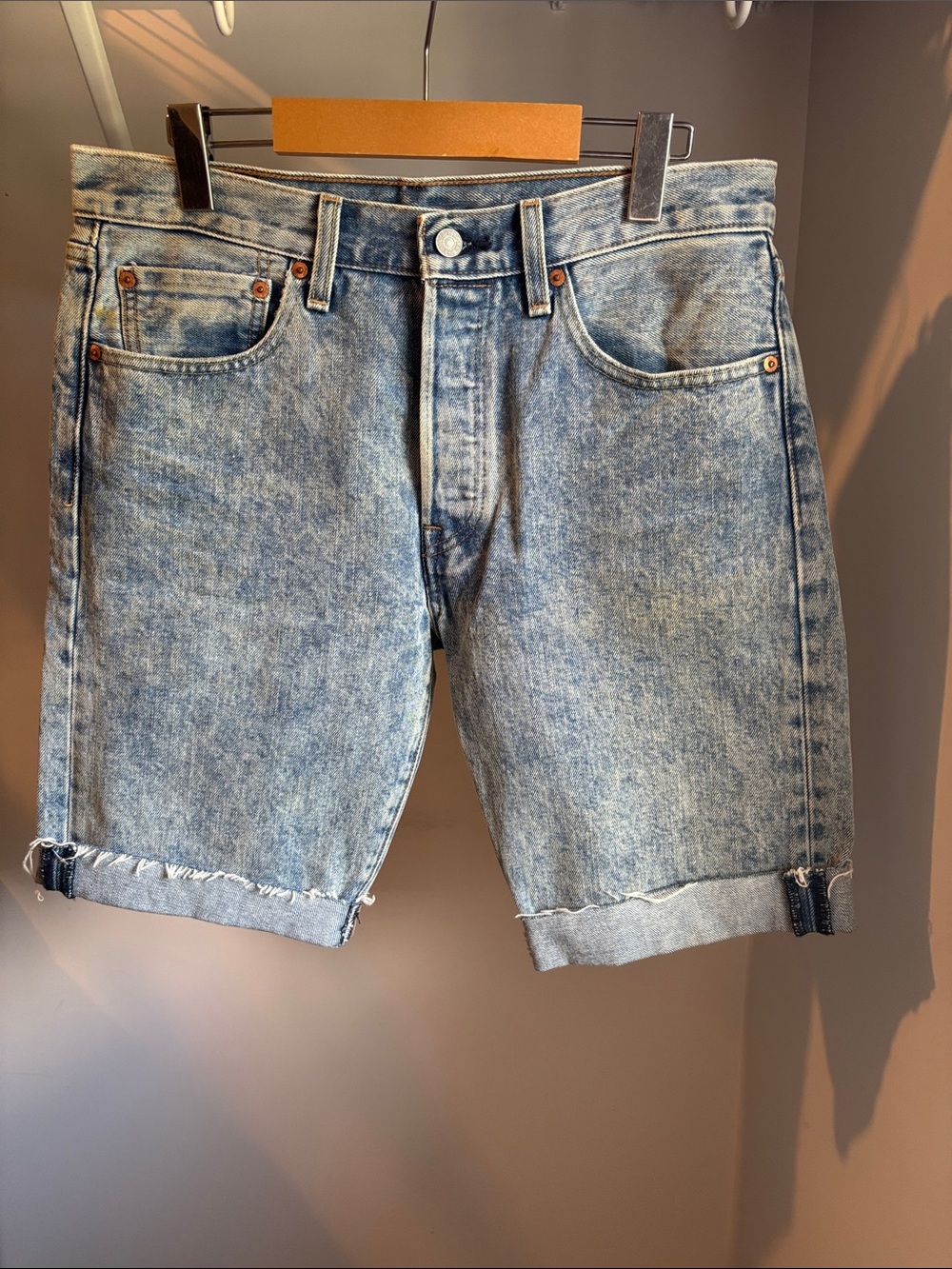 Levi’s 501 Men’s Denim Cutoff Shorts W32 Light Wash Vintage Frayed Hem